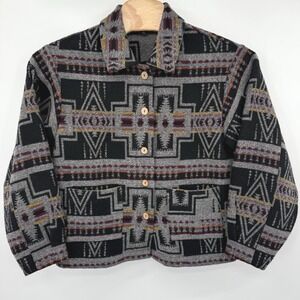 Gigio USA Jacket Womens S Black Multi Southwestern Geometric TC2704 Button Up